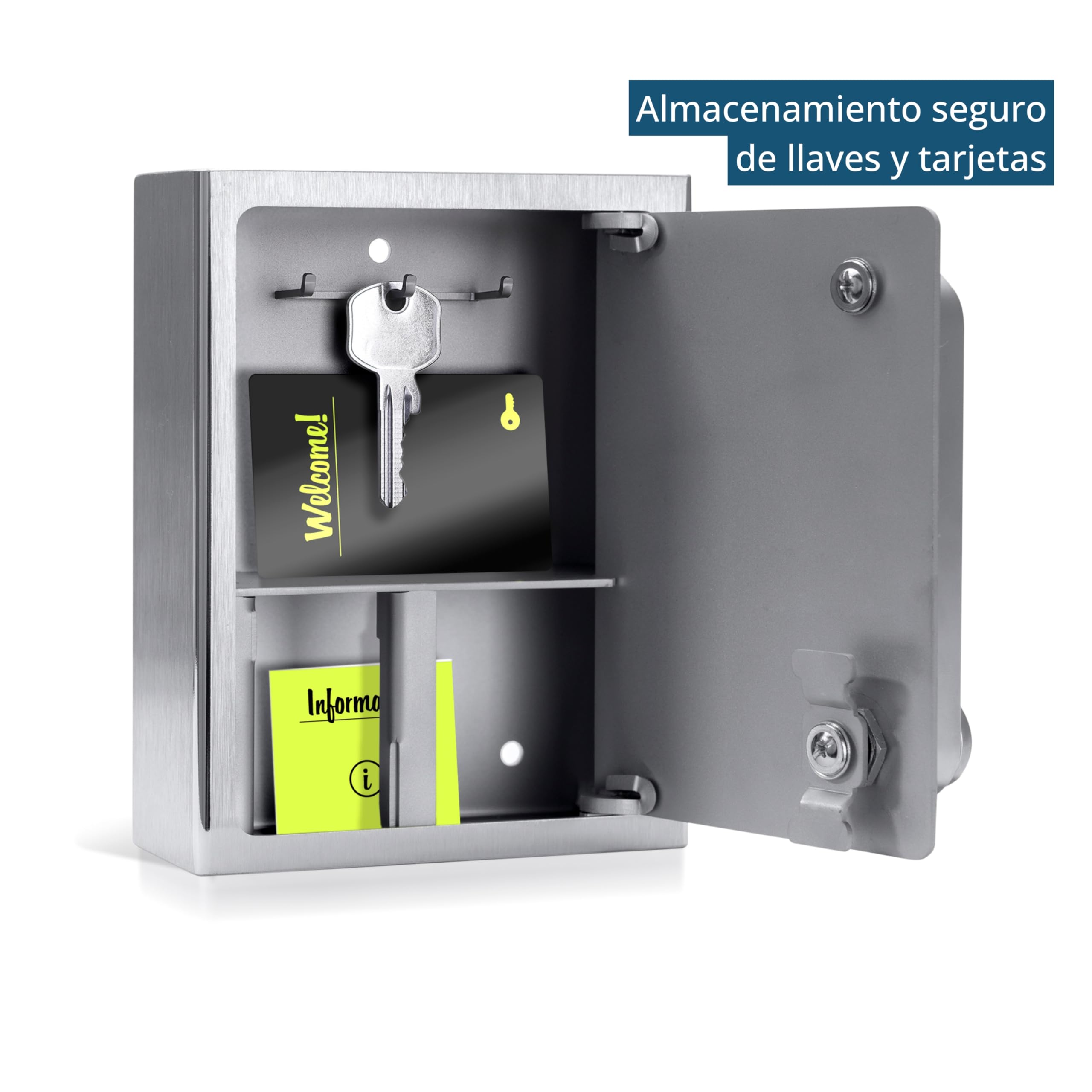 masunt Caja fuerte para llaves 1120 E Code | innovadora asignación de códigos online a distancia | caja fuerte electrónica para llaves de acero inoxidable macizo V2A Plata 17,9 x 13,8 x 8,9 cm