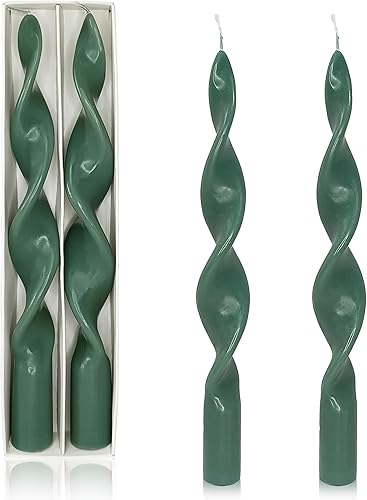 Vela cónica en espiral, color verde, velas largas trenzadas, velas de cera sin perfume para cena, decoración del hogar, bodas, festividades