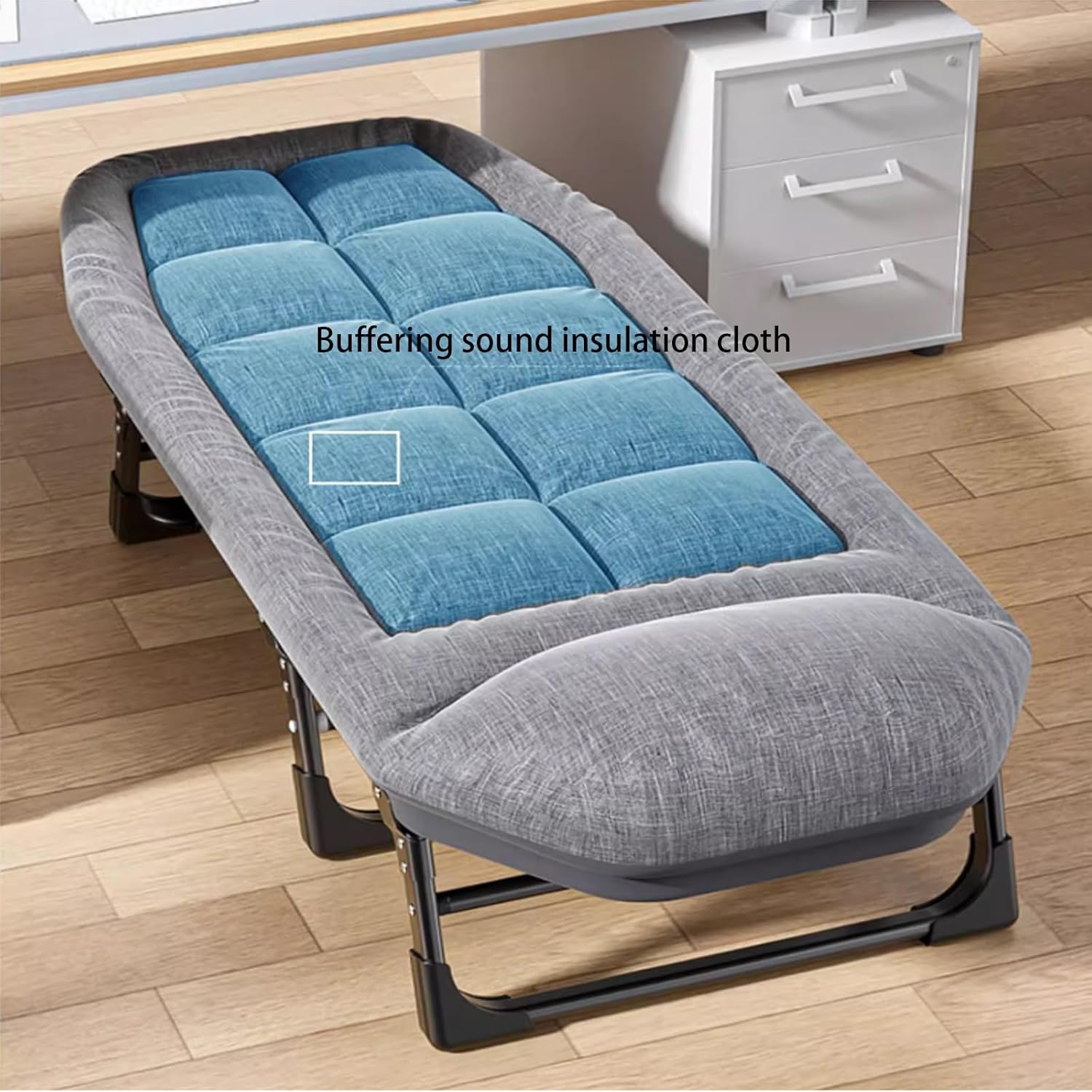 Camp Beds for Adults with Thick Mattresses, Foldable Bed with Side Pockets, Single Bed Guest Bed Foldable for Outdoor Travel Picnic Office Indoor Support 350kg(Natural)