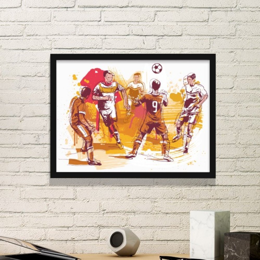 Peintures estampes football et cadre noir haute définition pour salon