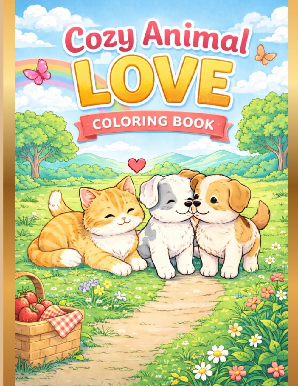 Cozy Love Animals Coloring Book: Cute and Relaxing Romantic Scenes with Adorable Animal Couples for Stress Relief 40 pages