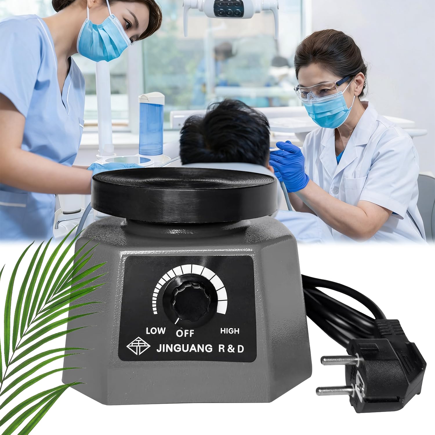 Elektrische Gipsrüttler Rüttelplatte, 220V 100W 4'' Rund Dental Oszillator Gips Rüttelplatte, Einstellbare Geschwindigkeit Oszillator Dentallaborgeräte für Mischen Gips Gießen, Harzguss, Gussmodell