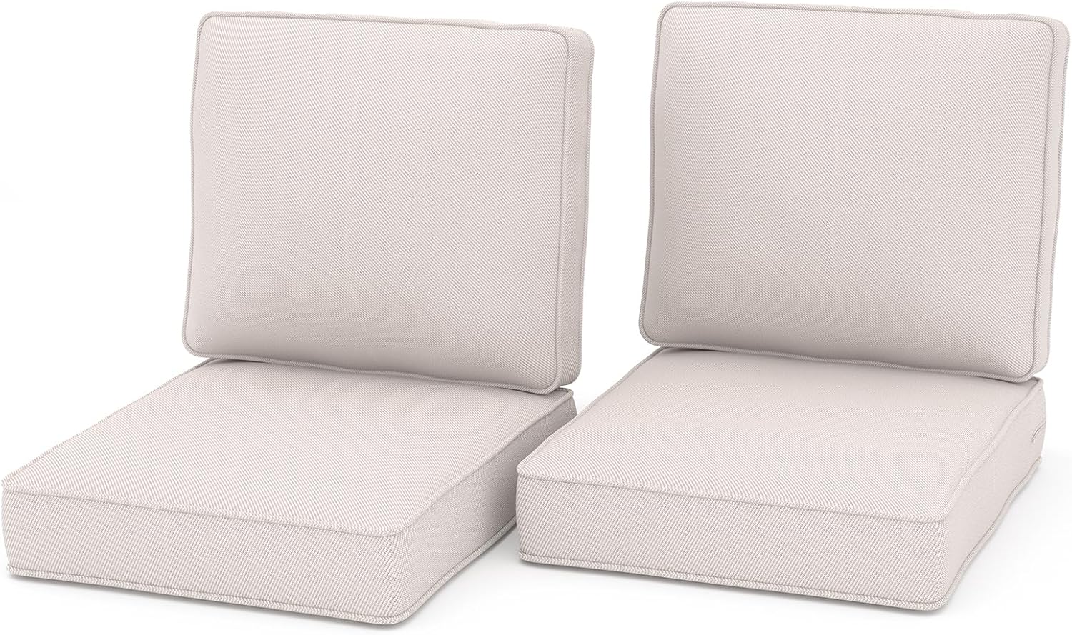 Outdoor chair cushions 23x24x4, beige (set of 2)
