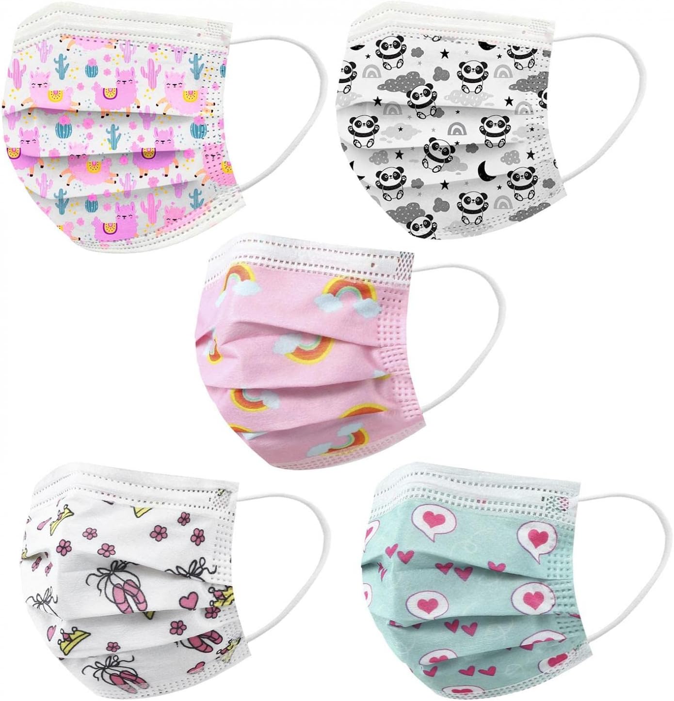 MASZONE Kids Disposable Face Mask 3 Ply Non-Woven 50pcs Breathable Children Cute Cartoon Anti-Haze Dust Face Masks for Kids