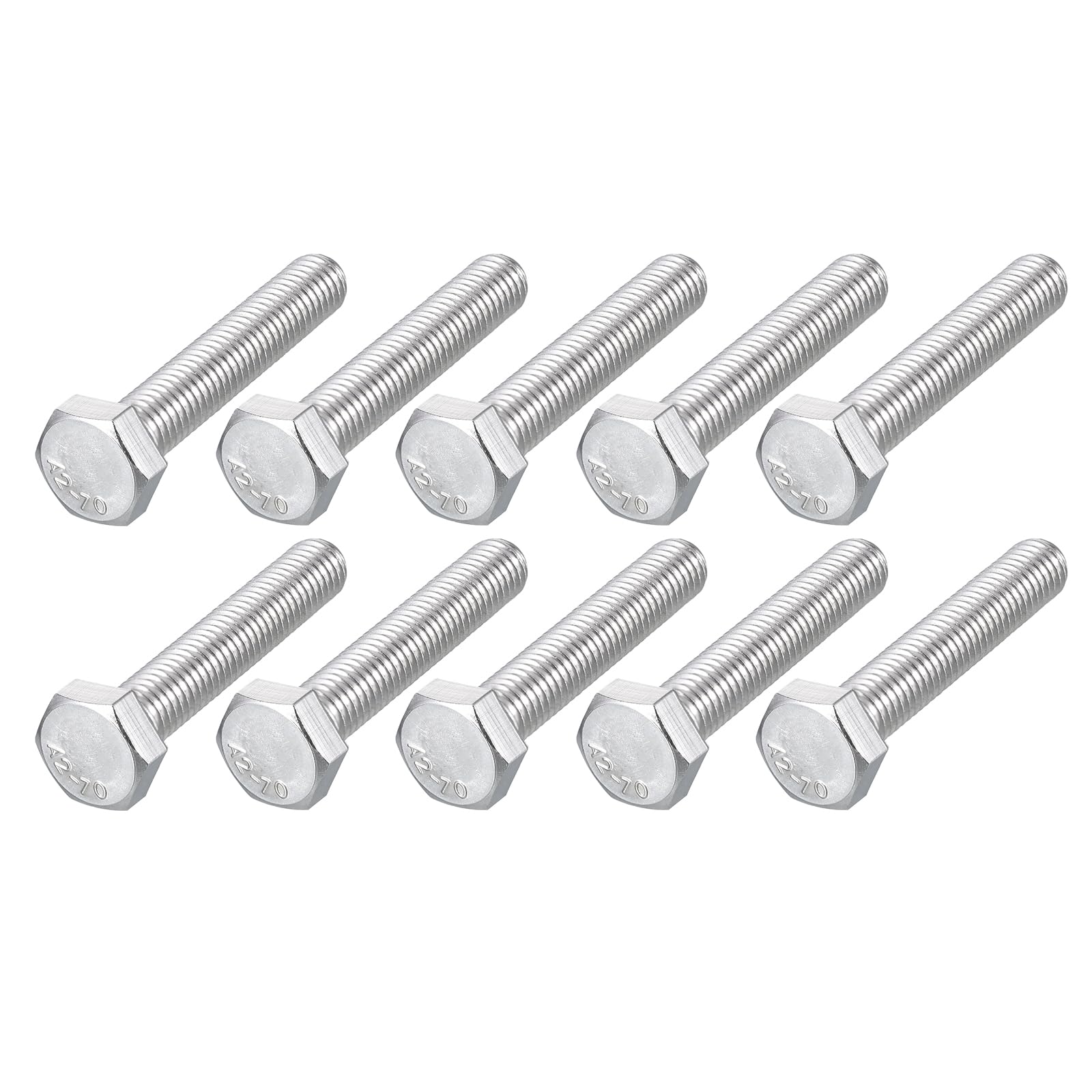 METALLIXITY Hex Bolts (M8-1.25x45mm) 10Pcs, 304 Stainless Steel Coarse Fully Threaded Hex Head Screw Bolt Machine Screws