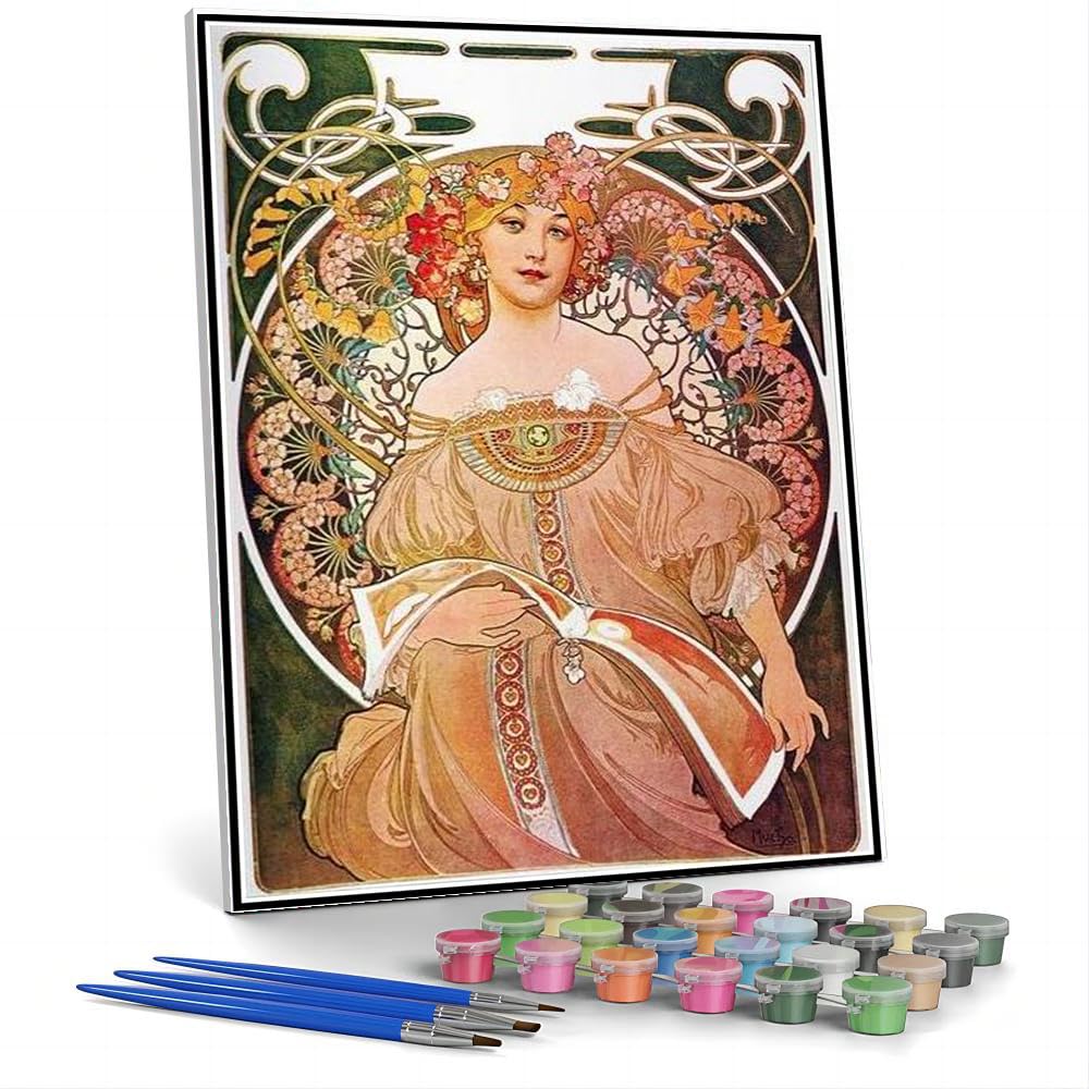 Amazon | 大人のための数字の絵画白昼夢アルフォンス・ミュシャの絵画 