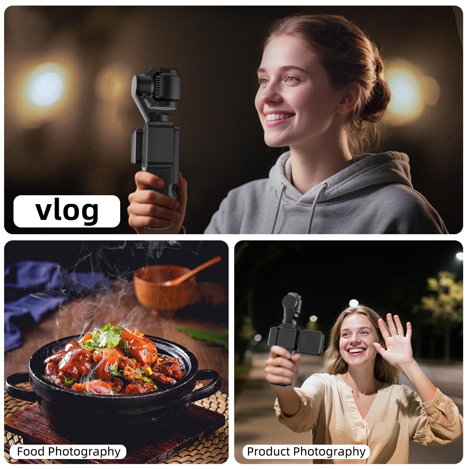Magnetisches Selfie-Licht für DJI Osmo Pocket 3 Light Creator Combo | Wiederaufladbare Mini-LED, 3 Farbmodi, Helligkeit einstellbar, für Vlog-Aufnahmen, Make-up, TikTok
