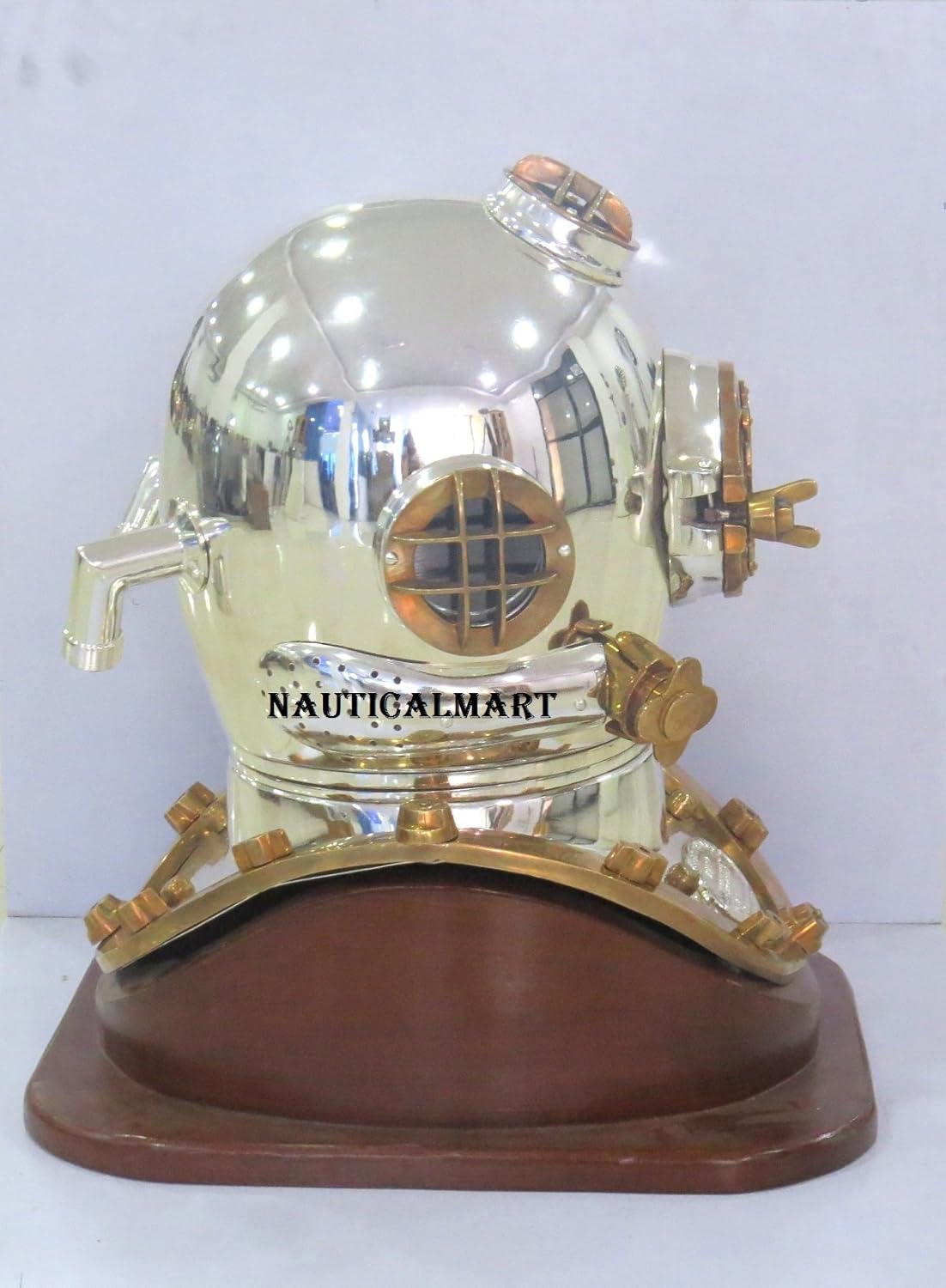 NauticalMart Scuba Diving Divers Helmet U.S Mark V Solid Aluminium Chrome