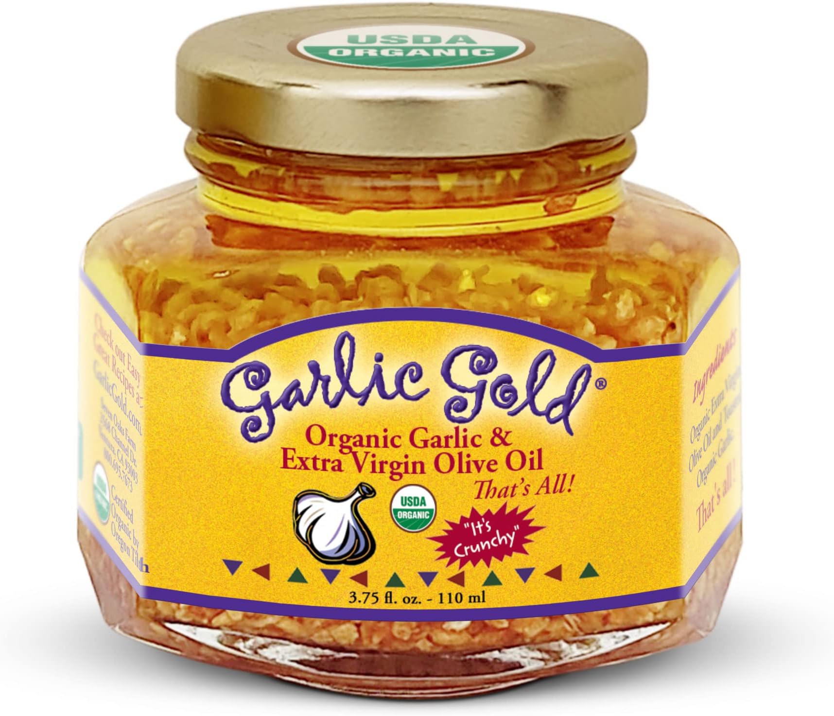 Garlic Gold Organic Toasted Garlic Granules in Extra Virgin Olive Oil | 6.4 fl oz - 190 ml, USDA Certified Organic, Gluten Free, Non GMO & Vegan, Keto & Paleo Friendly, Sodium Free