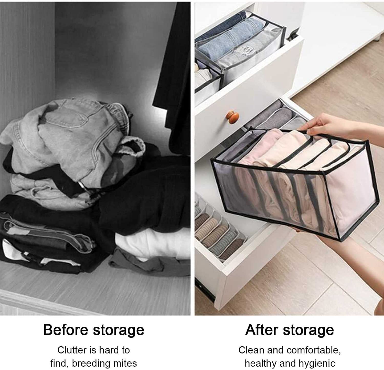 4 Pezzi Vano Portaoggetti Per Jeans Organizzatore Di Vestiti Per Guardaroba Organizzatore Per Cassetti Dell'armadio Pieghevole Scatola Di Separazione Della Rete Del Cassetto Risparmia Spazio