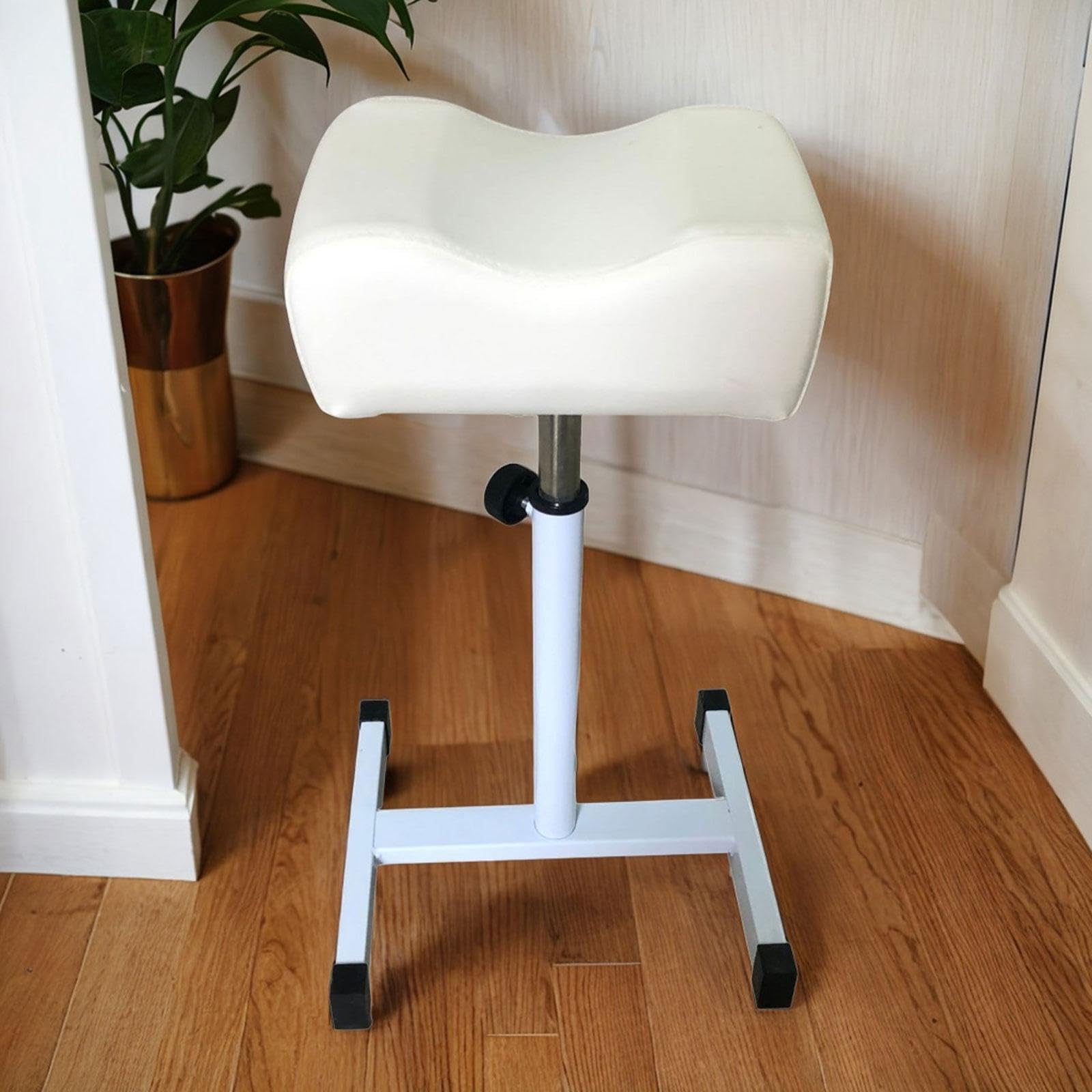 Repose-Pieds Pédicure Manucure Réglable Support de Pied Tabouret Massage Coussin Doux Antidérapant Structure Fer PU Cuir Adapté Salon Spa Beauté Usage, Blanche