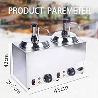 Vista 6 de Dispensador de salsa de queso, dispensadores de condimentos comerciales de caramelo de chocolate con 2 recipientes para calentador de dulce