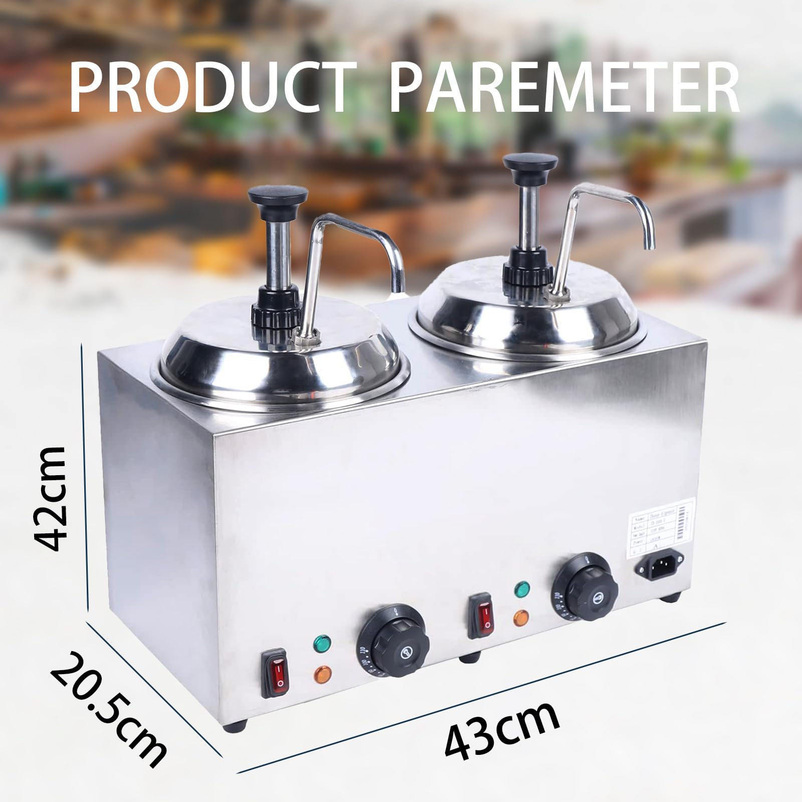 2 x 2L Salsa di Formaggio elettrica con 2 Pompe, 30-110℃ erogatore di Salsa al Cioccolato Calda 1600W erogatore di Formaggio per marmellata