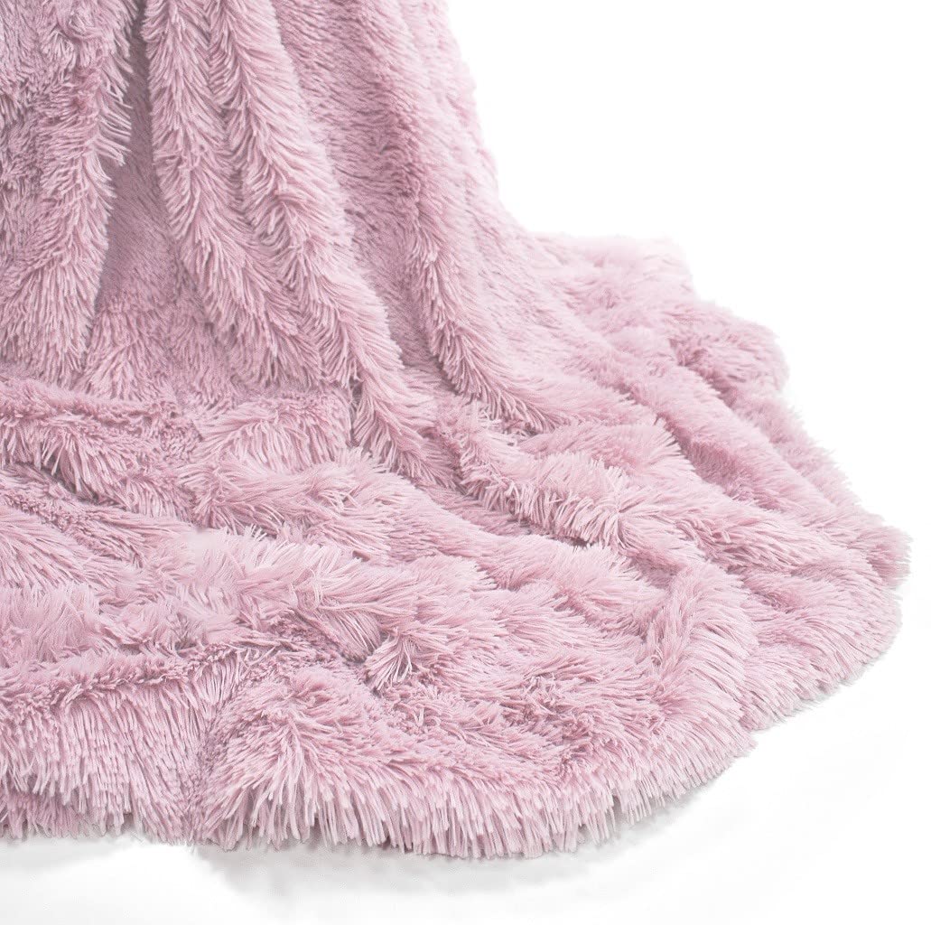 AMBERLINNEN LTD Cuddle Soft Cosy Warm Fleece Blanket Sofa Bed Long Shaggy Fur Throw 150 x 200cm (PINK)