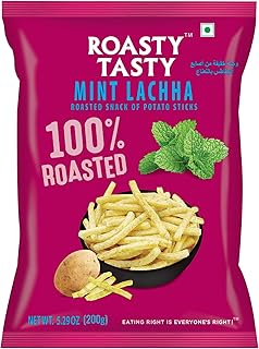 Roasty Tasty Minty Lachha | Roasted Potato Sticks | Healthy Snacks | Roasted Namkeen Snack | Guilt Free | Diet Chiwda | Rich in Protein | Perfect Snack for All Occasions | Potato Flakes | 200g