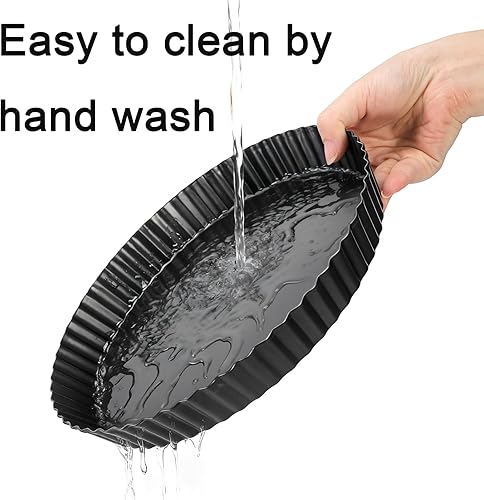 Miniatura 3 de Tosnail Paquete de 2 sartenes antiadherentes para quiche de 9 pulgadas con parte inferior suelta extraíble