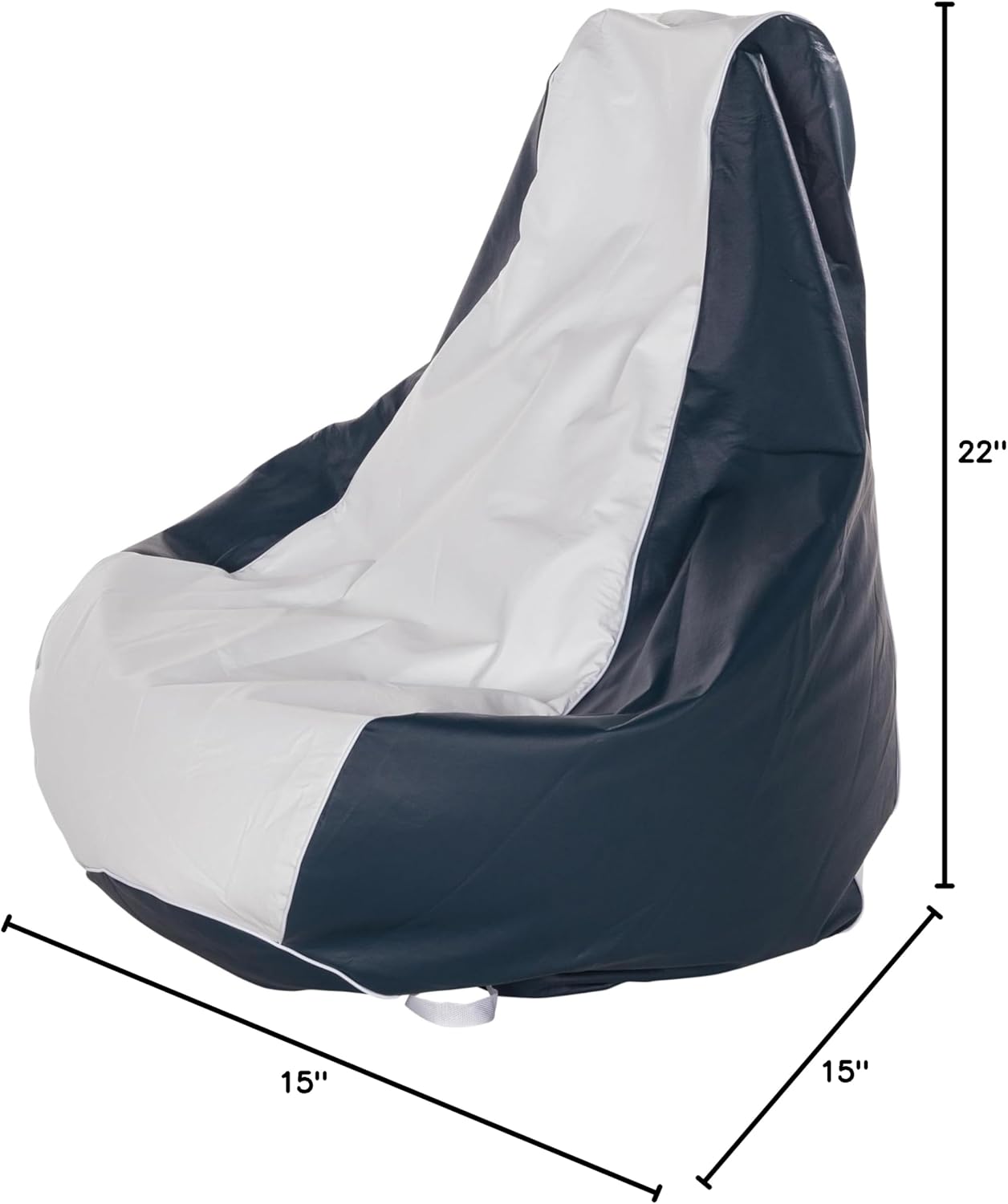 Taylor Made Marine Bean Bag Chair for Boats, Docks, Beaches, Marine Grade Vinyl, Twin-Zipper Design, Weather-Resistant, Water-Repellent, Carrying Handles, White/Navy – 2020193616