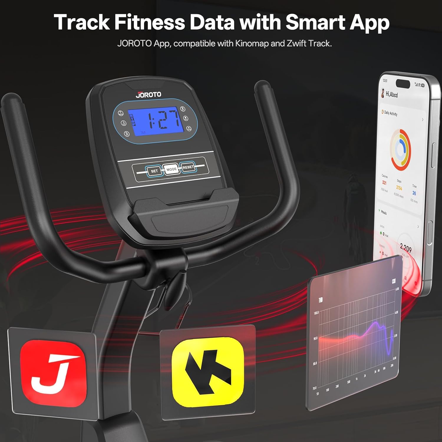 JOROTO Recumbent Exercise Bike for Home, Magnetic Recumbent Bike for Seniors Adults, 400LBS Capacity, Wide Cushioned Seat & Back with Smart APP, Backlit LCD Monitor, Heart Rate Handle - Image 5