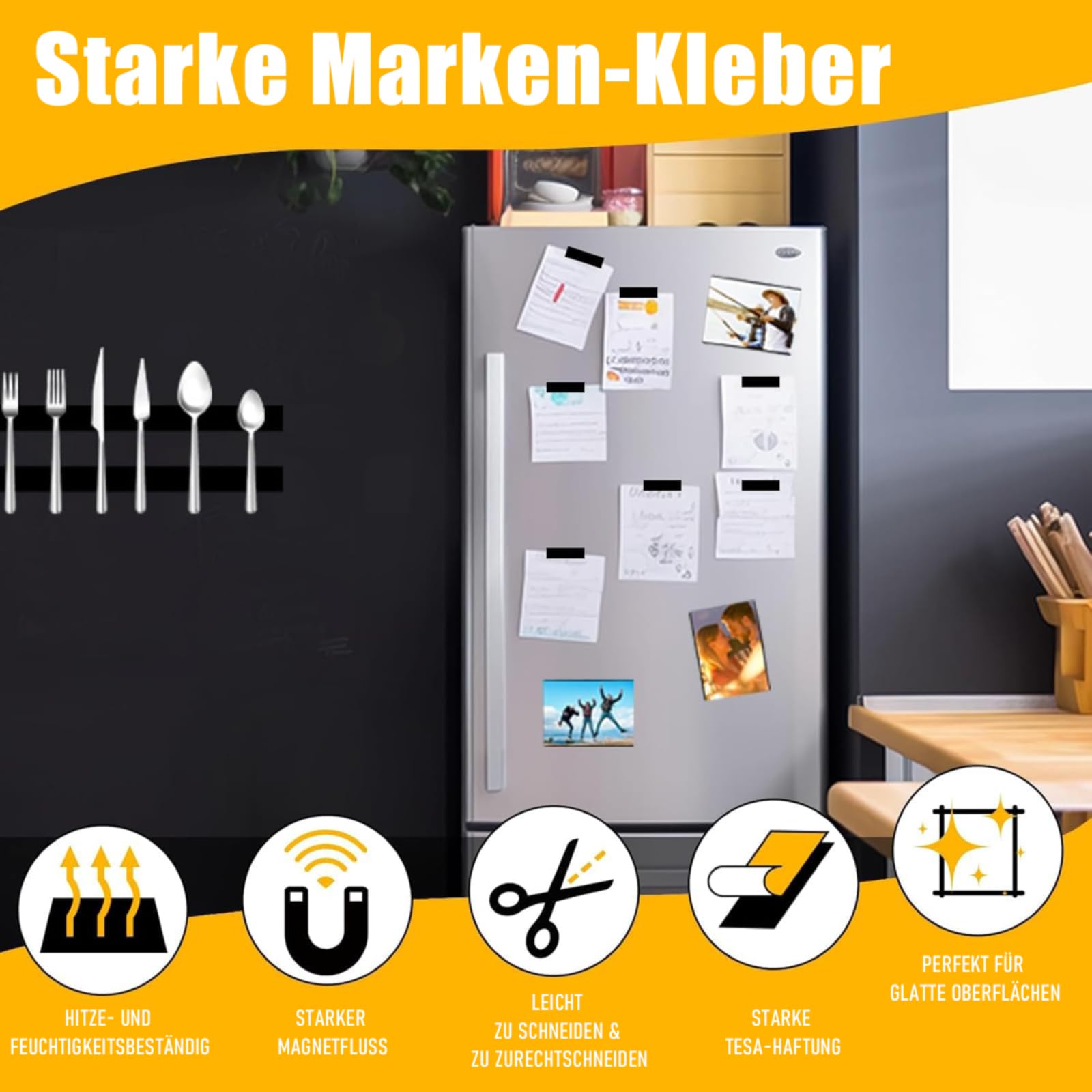 A+B Magnetband selbstklebend stark, Selbstklebend Magnetstreifen für Fliegengitter & Vorhänge, Magnetklebeband zuschneidbar mit extra starkem Marken-Kleber für DIY & Kunsthandwerk（2.5m+2.5m）