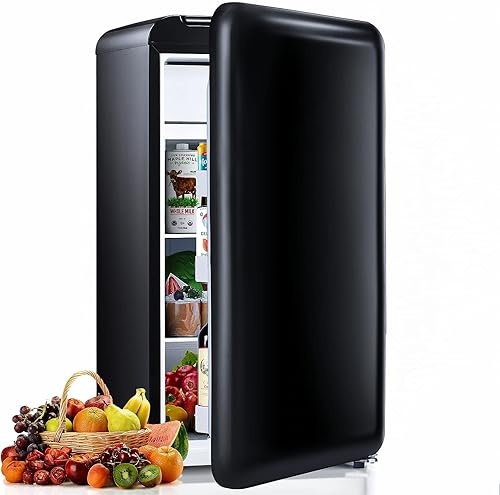Crzoe Mini nevera con congelador con 32 pies cúbicos estantes de vidrio extraíbles ajustables ahorro de energía refrigerador compacto para tienda
