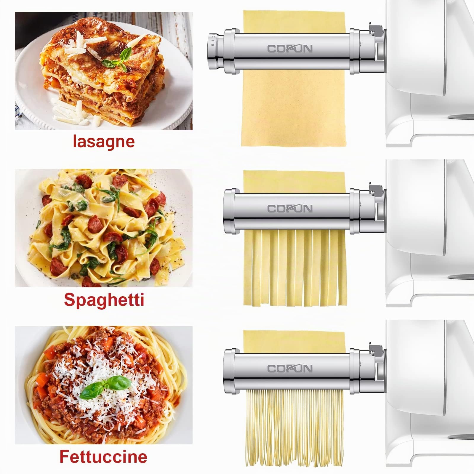 COFUN Accessorio Macchina per Pasta per Bosch MUM2&5 Impastatrice Planetaria Robot Da Cucina - per Lasagne, Fettuccine e Tagliolini