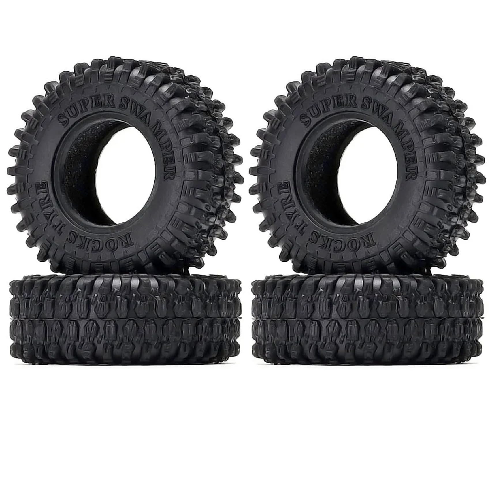 KINGCOO 4PCS 1.0" Rubber Tyre All Terrain RC Crawler Car Wheel Tires für 1/18 1/24 RC Rock Crawler Auto für Axial AX24 SCX24 FMS FCX24 FCX18 TRX4M Enduro24 Upgrade Parts (52x19MM-A) — image 1