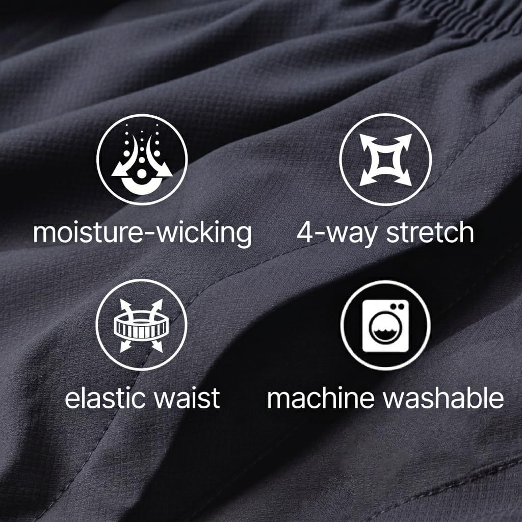 Free Country Athletic Men's Gym Workout Shorts Quick Dry with Pockets Running Stretch Tennis Basketball Shorts for Mens-Tech