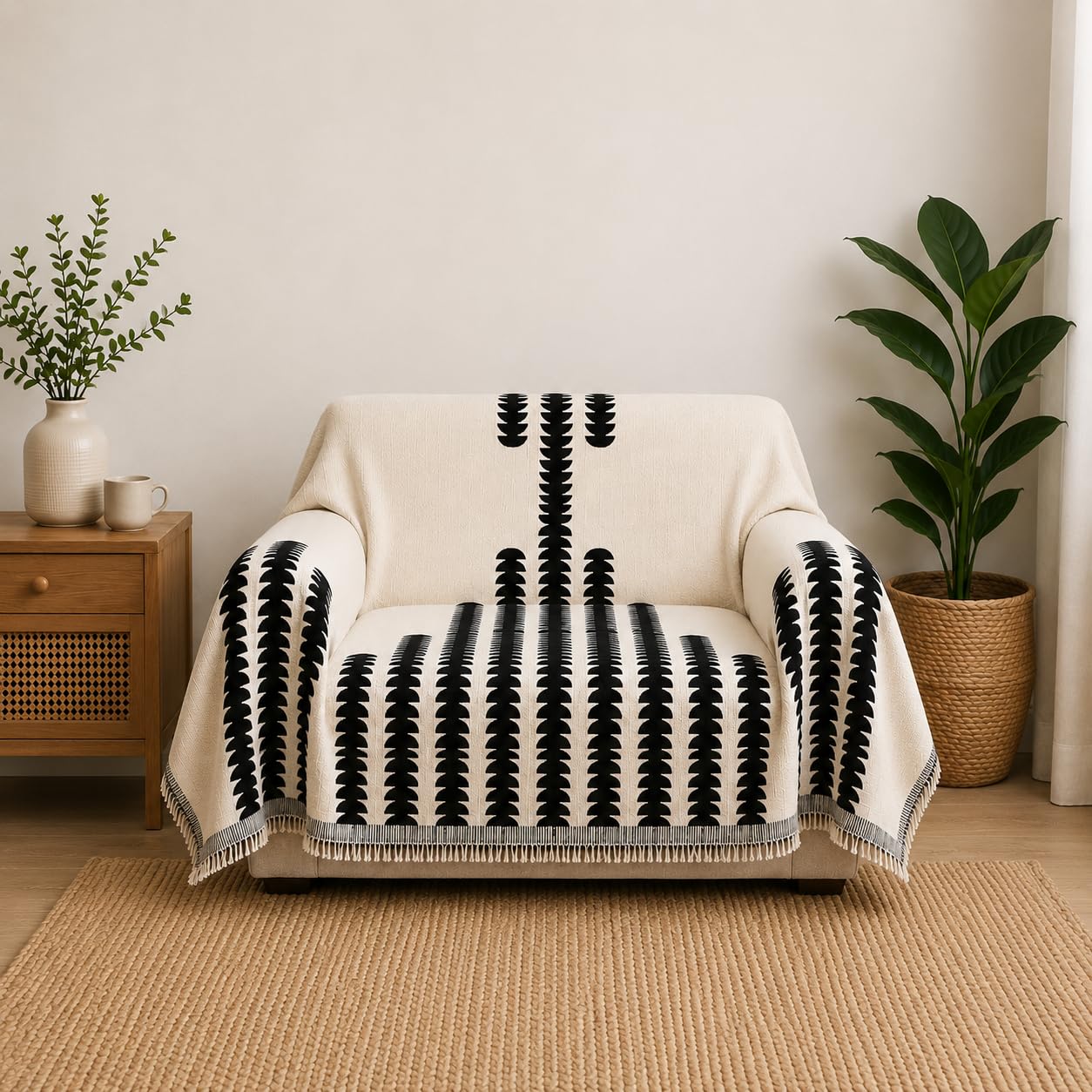AAZEEM Sofa Covers for 1 Cushion Couch, Velvet Sofa Slipcover, Non Slip Sofa Cover | 30 X 26 X 15 Cm| Black |-image-17