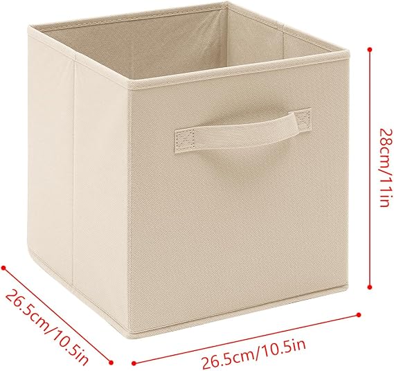 Foldable Storage Cubes Boxes with Handle for Home Organization, Fabric Wardrobe Storage Box Organizer Basket Bins for Clothes Toys Towels, Collapsible&Durable (2, Beige)