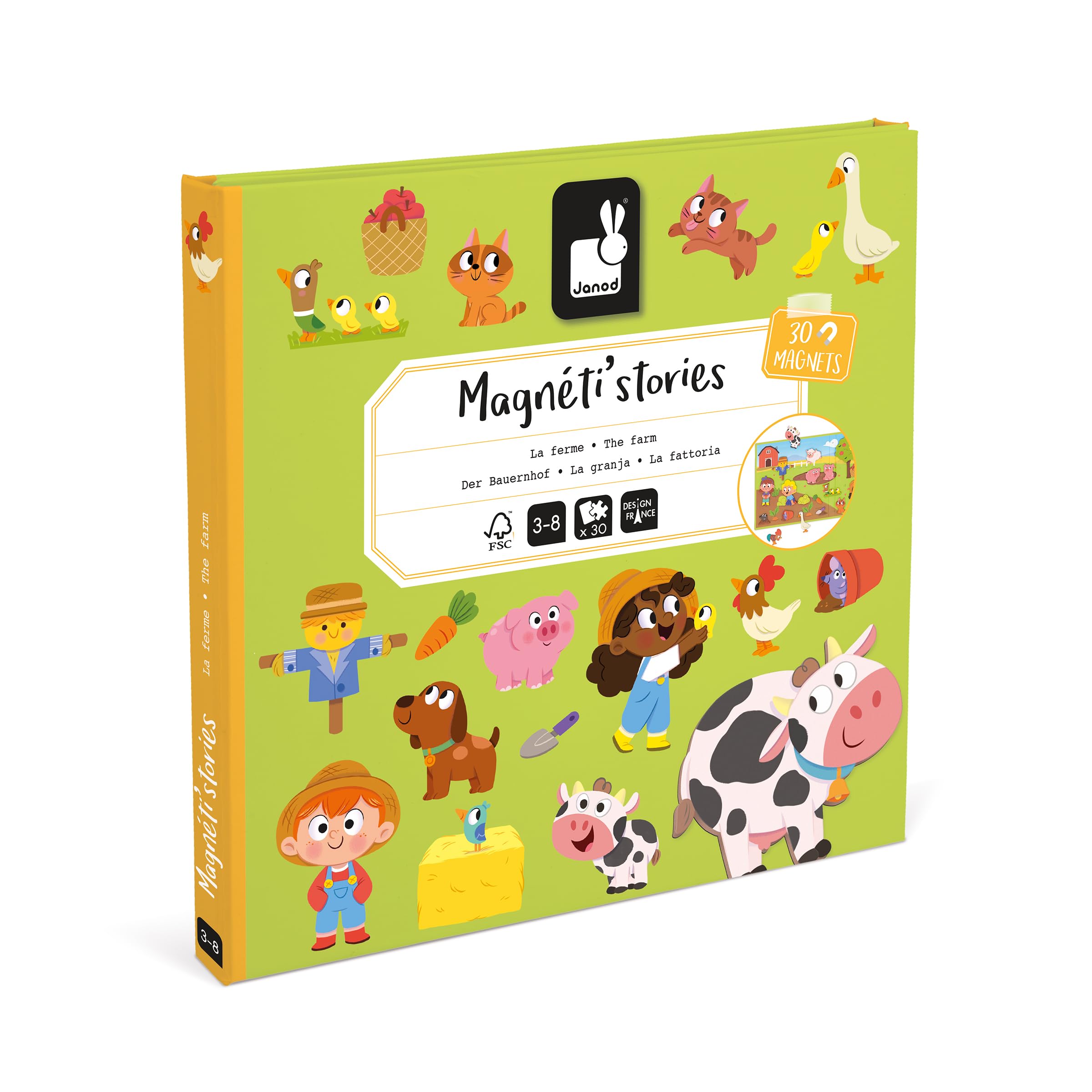 Janod - Magnéti'Stories La Fattoria - Gioco Educativo Magnetico 30 Calamite - Giocattolo per Bambini in Cartone FSC - Sviluppa l'Immaginazione e Le Abilità Fino-Motorie - dai 3 Anni, J05451