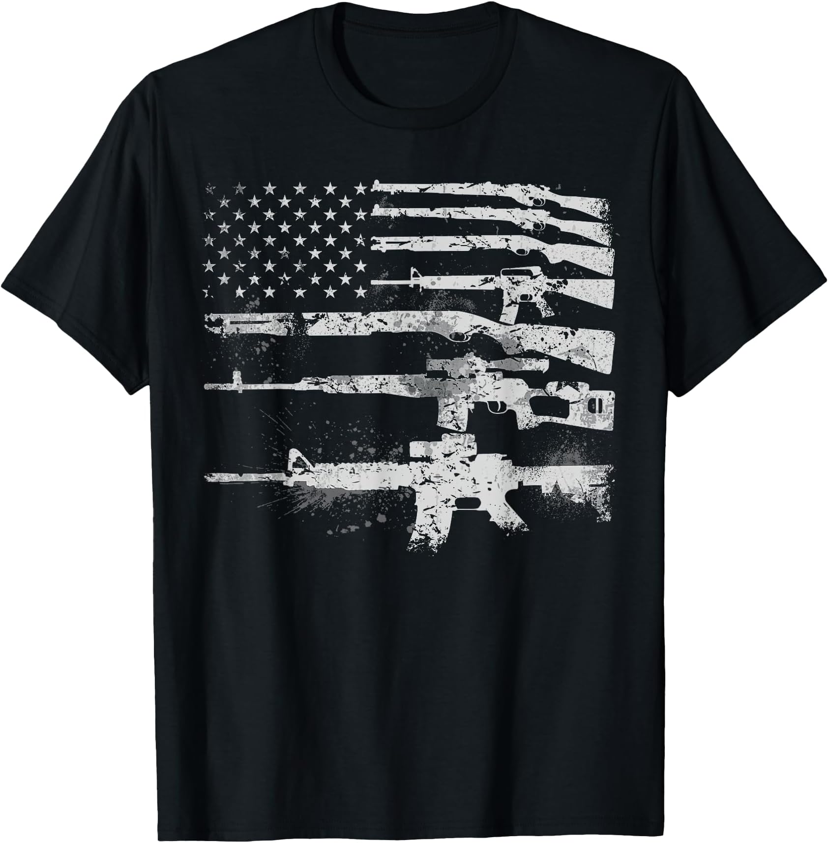 Gun for Men Women Machine Guns USA Flag 2A Gifts T-Shirt
