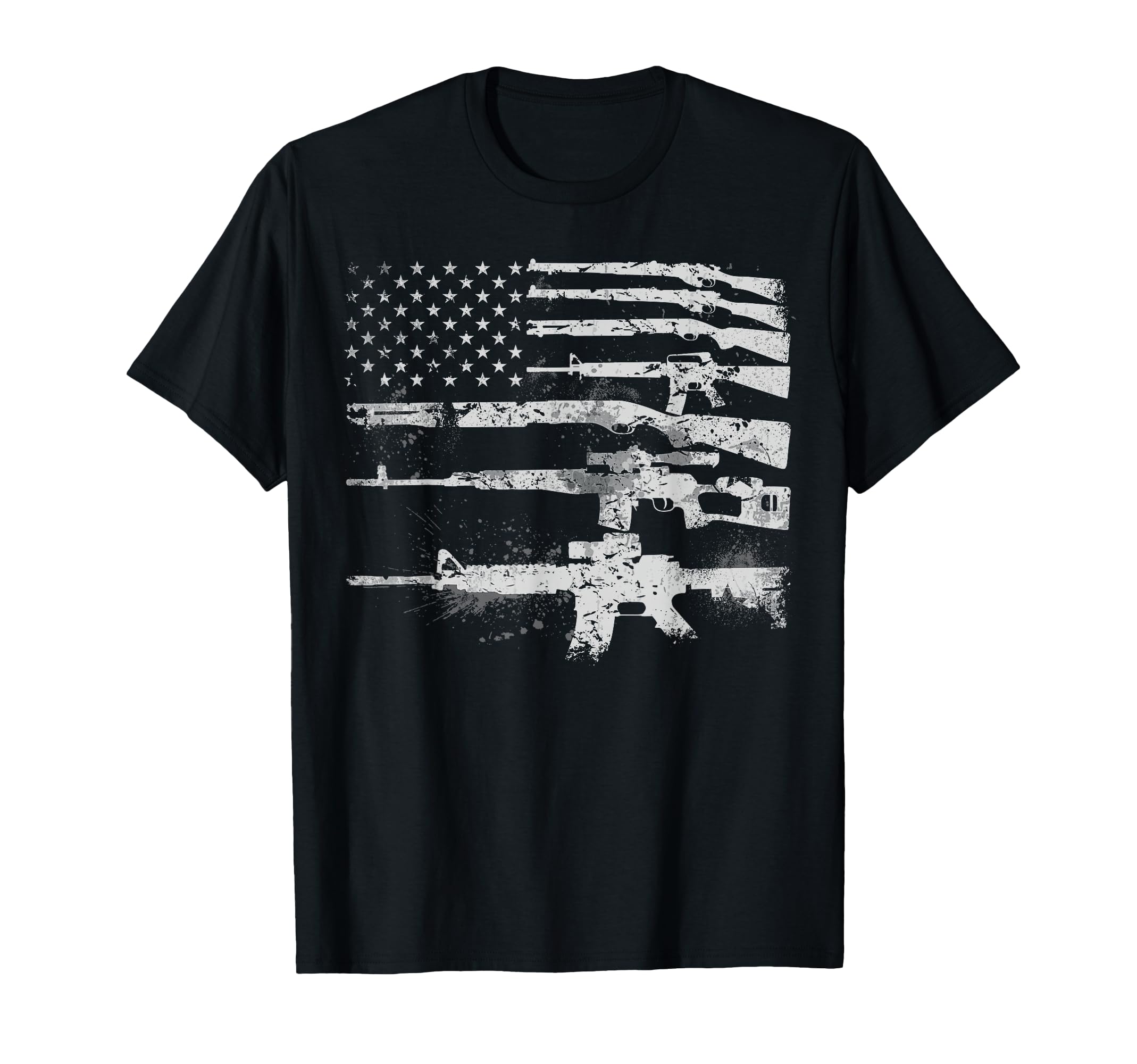 Gun for Men Women Machine Guns USA Flag 2A Gifts T-Shirt