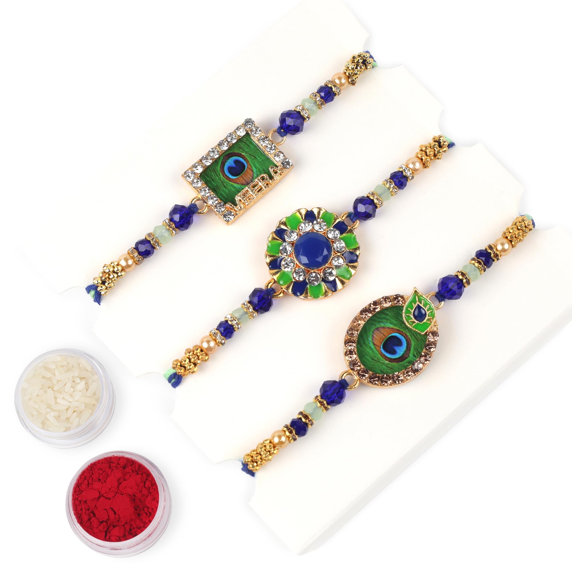 KSJONE Evil Eye Design Set of 3 Rakhi For Brother Rakhi Thread Rakhi for Sister Raksha Bandha Gift for Your Brother Rakhi Bracelet For Loving Sibling Father Bhabhi Bhaiya