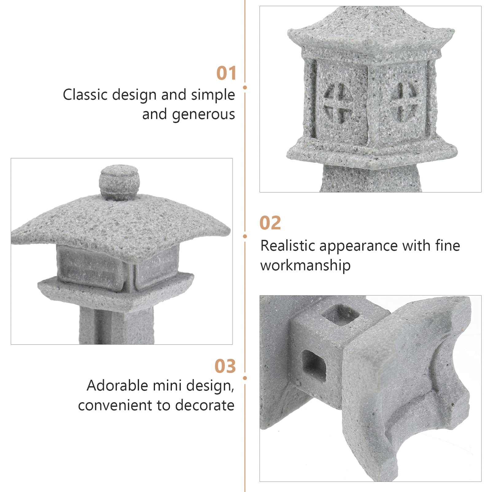 Happyyami 9 Pz Ornamenti di Paesaggio di Simulazione Ornamenti da Giardino Figurine Artigianali Arredamento da Giardino Giapponese Piccolo Ornamento Pagoda in Ceramica Scrivania Arenaria