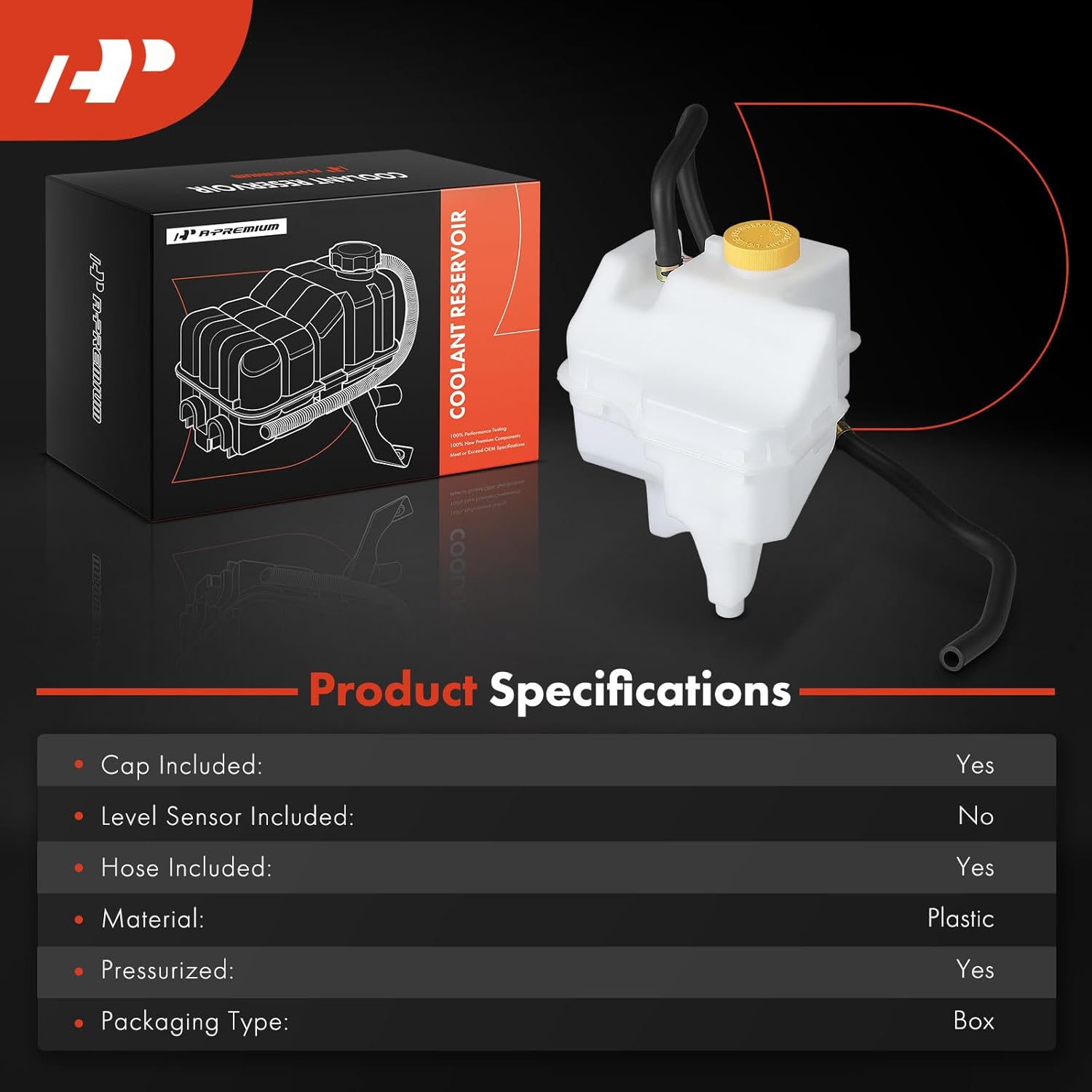 A-Premium Engine Coolant Overflow Recovery Reservoir Tank [with Cap & Hose] Compatible with Nissan Altima 2013-2019, Maxima 2016-2018 - Front