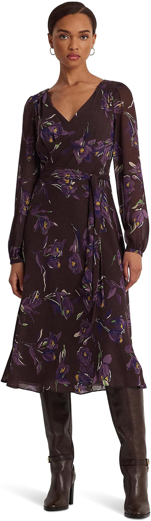 Amazon.co.jp: Lauren Ralph Lauren 女性用花柄ベルト付きクリンクル