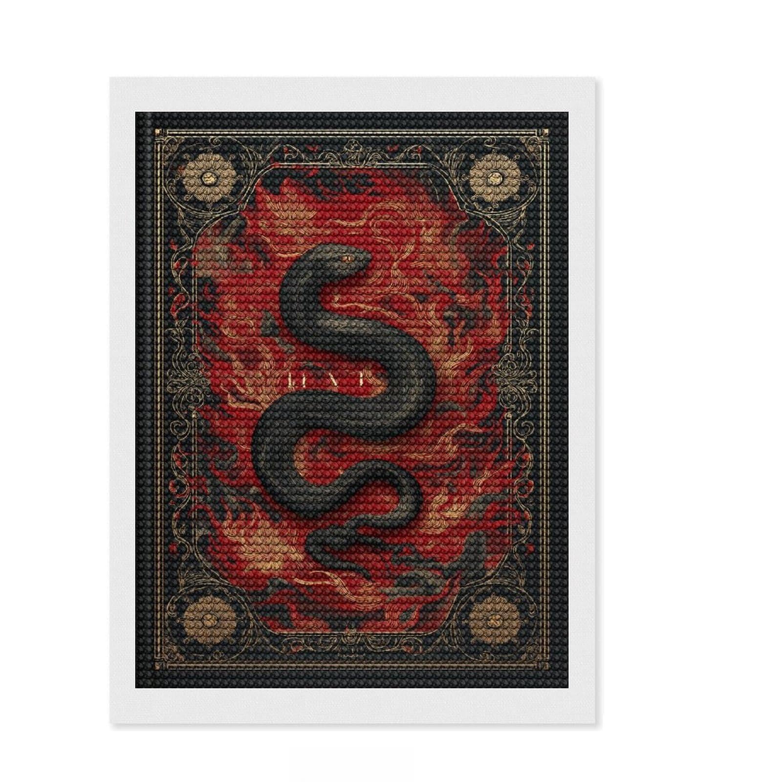 Junmoney Serpent's Embrace Diamond Art Kit 12"x16", Satisfying Creative Project, Creative Leisure Activity, Cosy Home Accent, Christmas Gift
