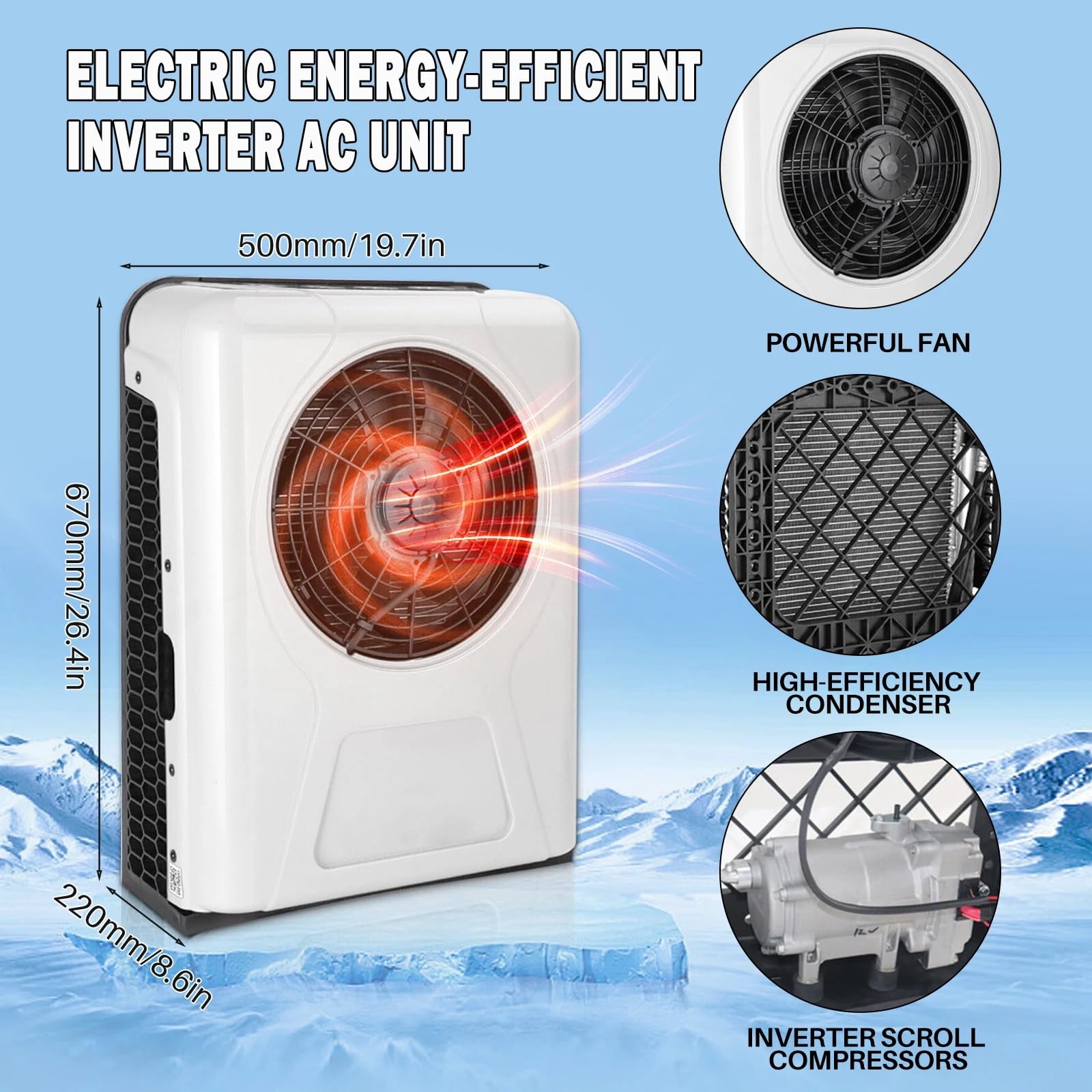 Unità di condizionamento d'aria, 12V 24V Universale Elettrico Parcheggio Aria Condizionata Condizionatore Split Sistema di Raffreddamento Per Tronco Escavatori Mietitrice,per casa e camper(Red 24V)
