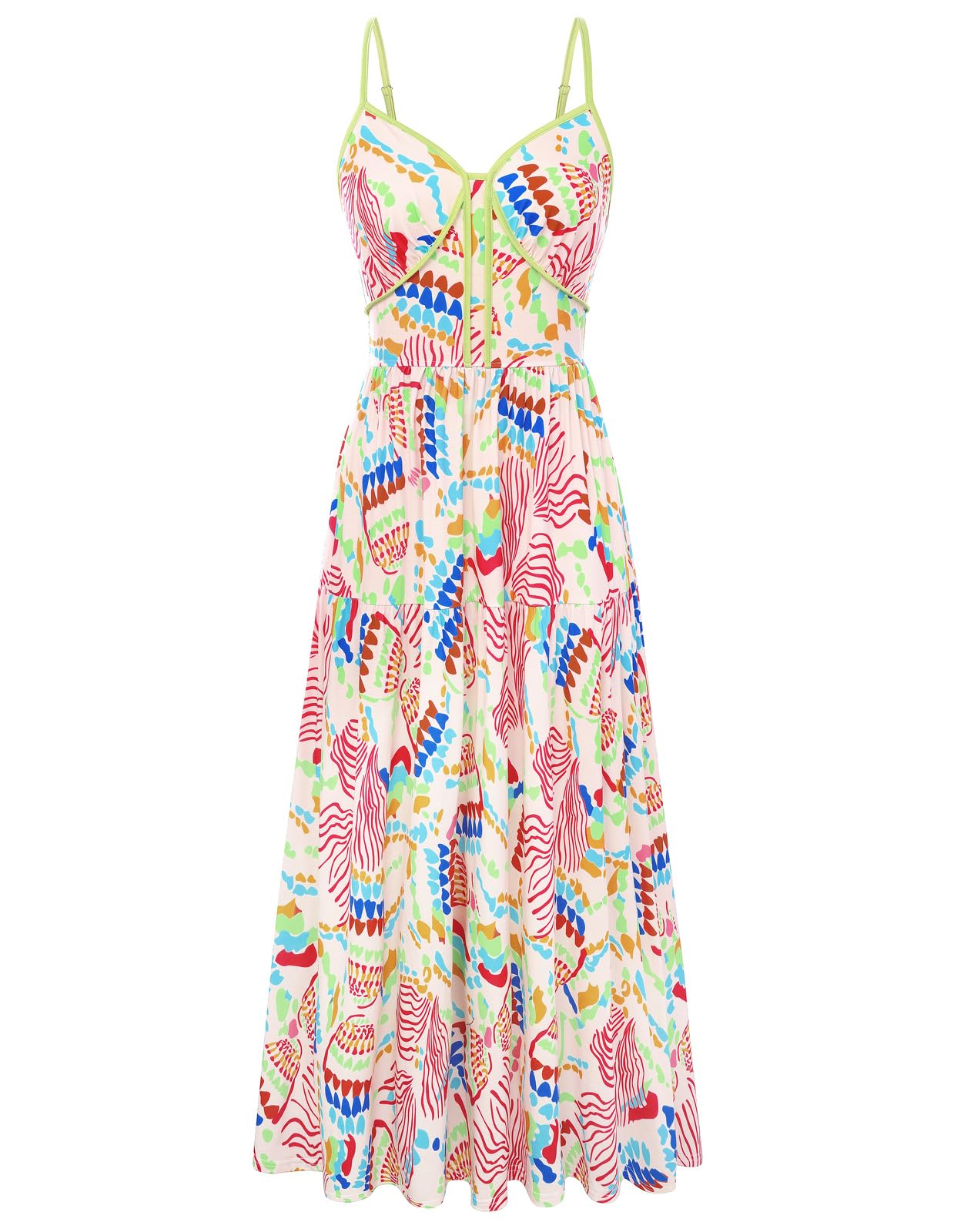 GRACE KARIN 2026 Women's Spaghetti Vacation Sundress Summer Beach Flowy Boho Floral Maxi Dresses with Pockets Black Pink Floral S