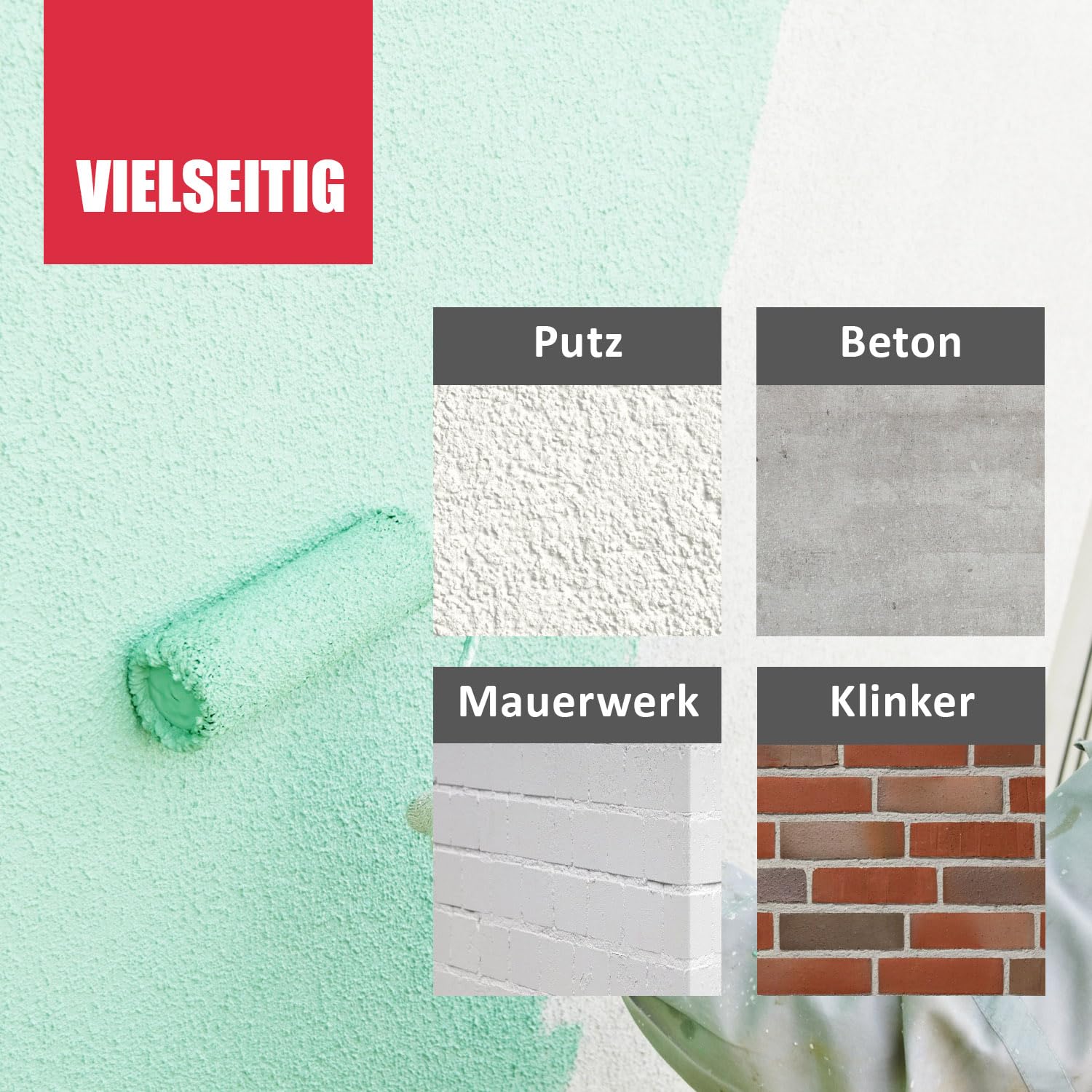 DICHTON Nano Fassadenfarbe 5L Weiss matt - Silikonharz Fassadenschutz Wandfarbe mit Abperleffekt, wasserabweisend, hochdeckend, diffusionsoffen - Beton, Putz, Stein, Klinker - D.67W