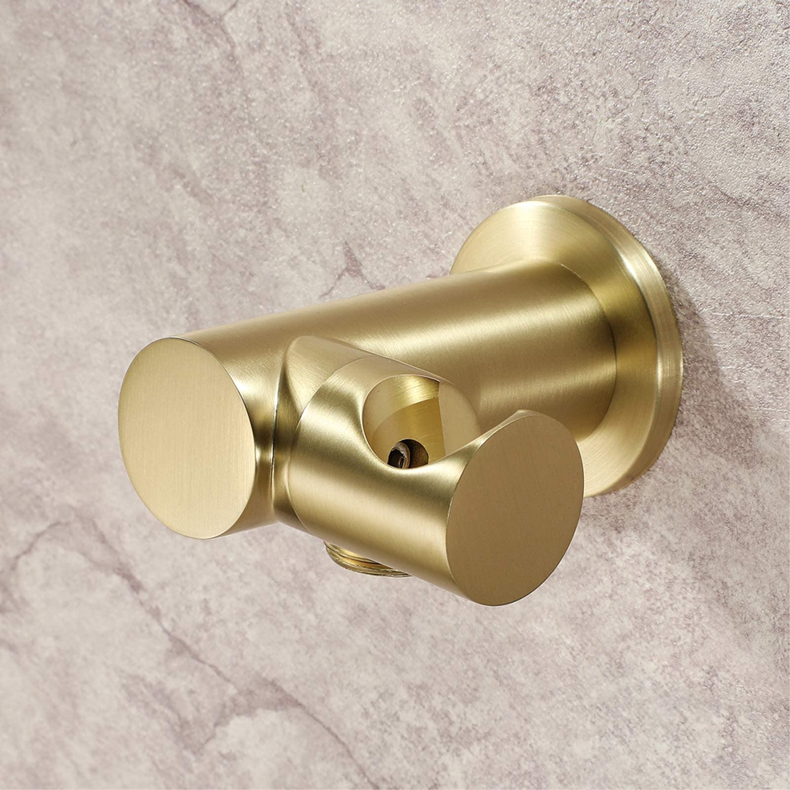 AKAZI G1 / 2-Schnittstelle, Verstellbarer Duschkopfhalter Messing-Handbrausehalter Wandmontage runder Duschhalterhalter Gebürsteter Gold-Duschhalter