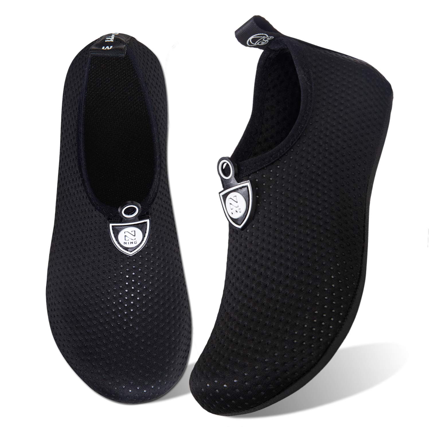 Water Shoes for Womens Mens Barefoot Quick-Dry Aqua Socks for Beach Swim Surf Yoga Exercise Camping Must Haves, Dots Black, 9-10 Women/7.5-8.5 Men-image-42