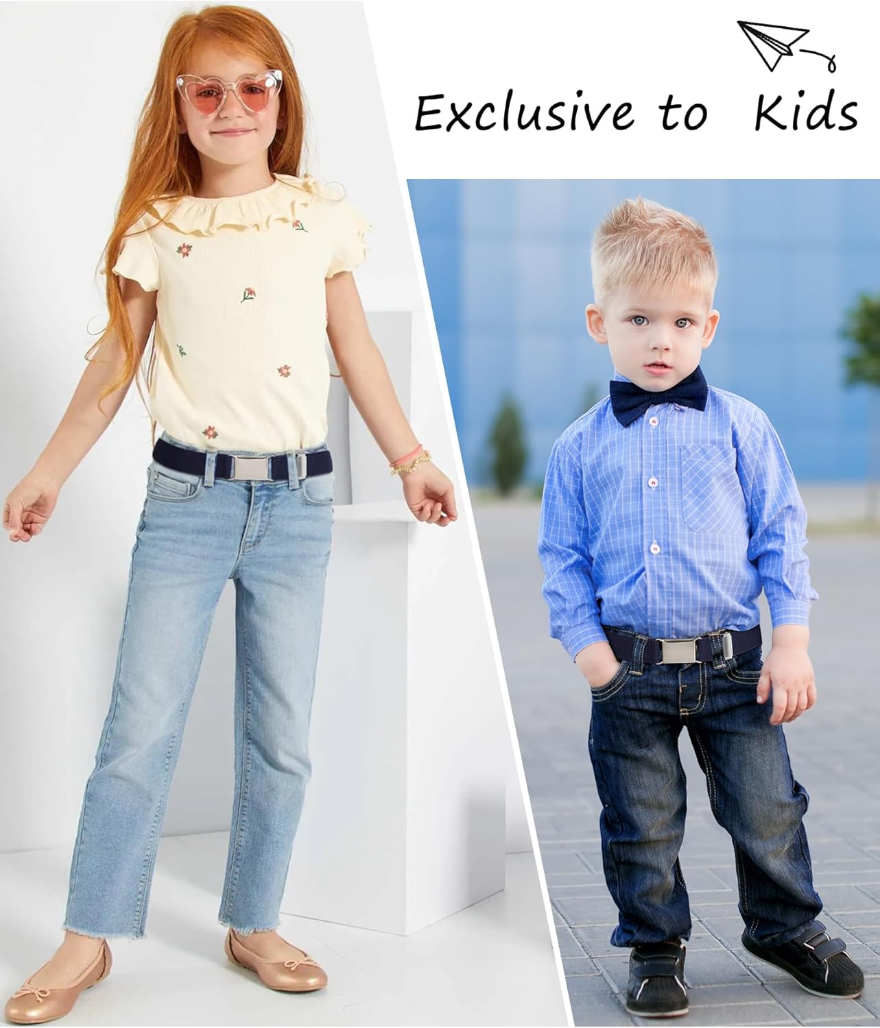 AWAYTR Toddler Boy Kids Buckle Belt - Adjustable Elastic Child Silver Buckle Belts, 3 Pieces - Image 4