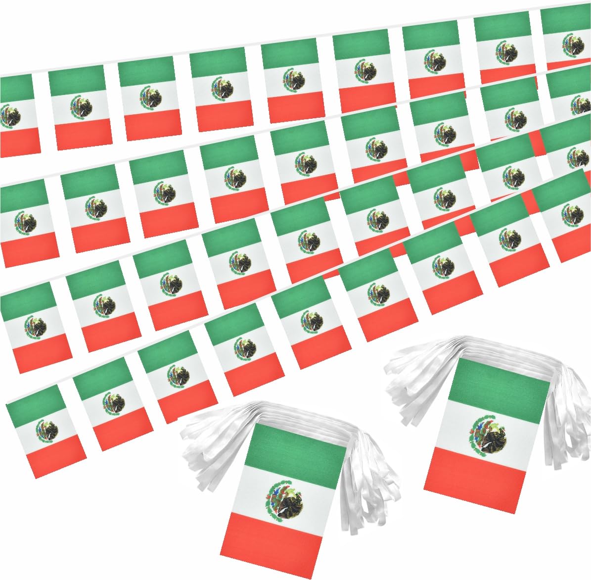 2 Pack Mexico Flag Banner String Small Mini 66 Feet 60 Pcs Mexican Hanging Flags Decoration