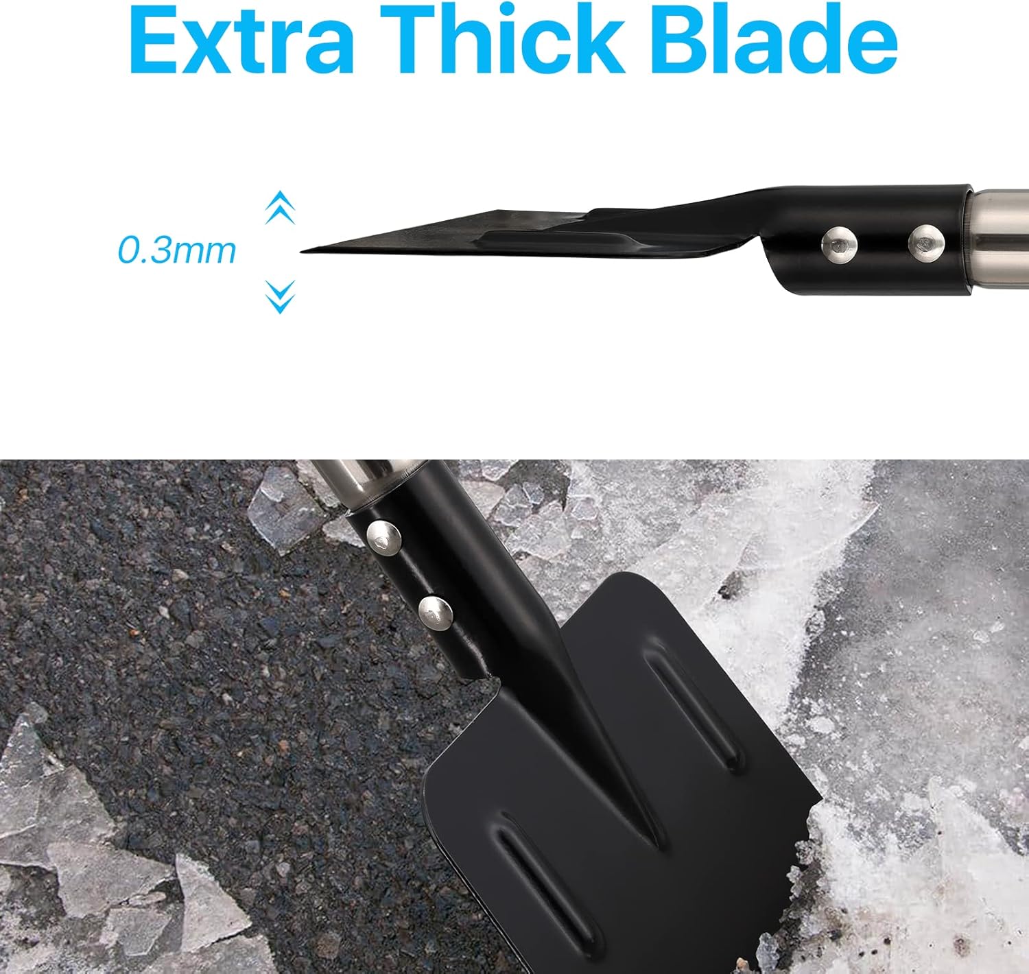 review Snow Ice Chopper for Driveway and Sidewalk, Heavy Duty Forged Steel Blade with Long Shaft, D Grip Handle for Ease Use Ice Scraper, Fast Ice Treatment, Detachable Compact Design Ice Chopper