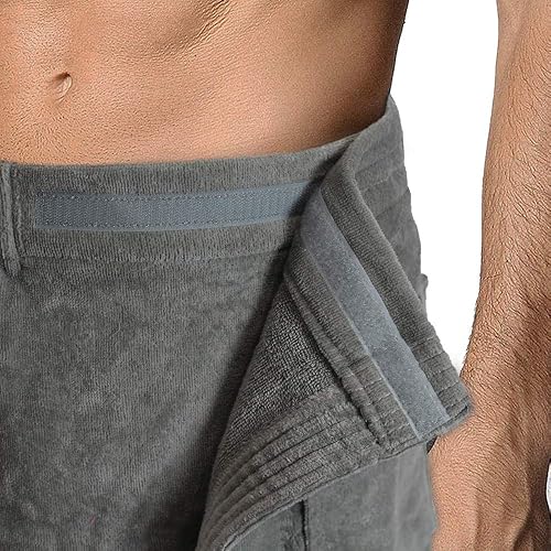 Miniatura 4 de Toalla ajustable de terciopelo de rizo de algodón turco para hombres (gris, talla única)