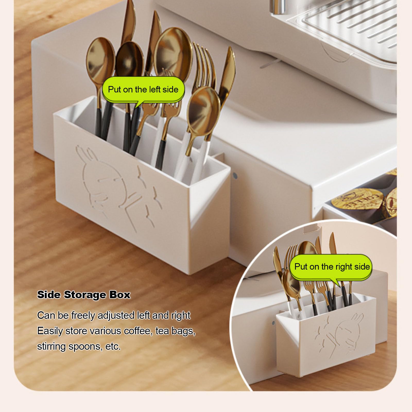 Kosz do przechowywania kapsułek kawy, uchwyt na ka Coffee Pod Storage, Three Drawers Design Coffee Pod Organizer, Coffee Capsule Organize Drawer,Coffee Maker Holder Organizer,White(White)