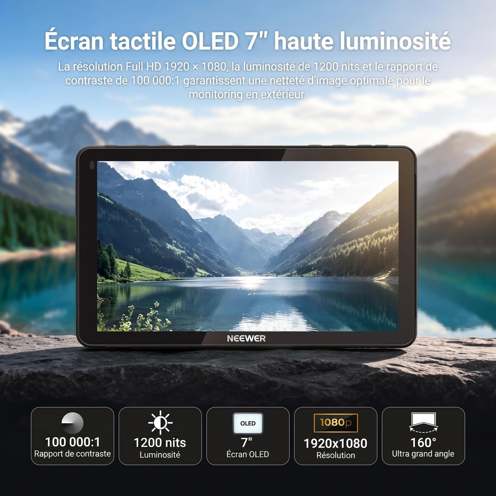 NEEWER F700U 7" Moniteur caméra, écran Tactile OLED 1920x1080 1200 nits