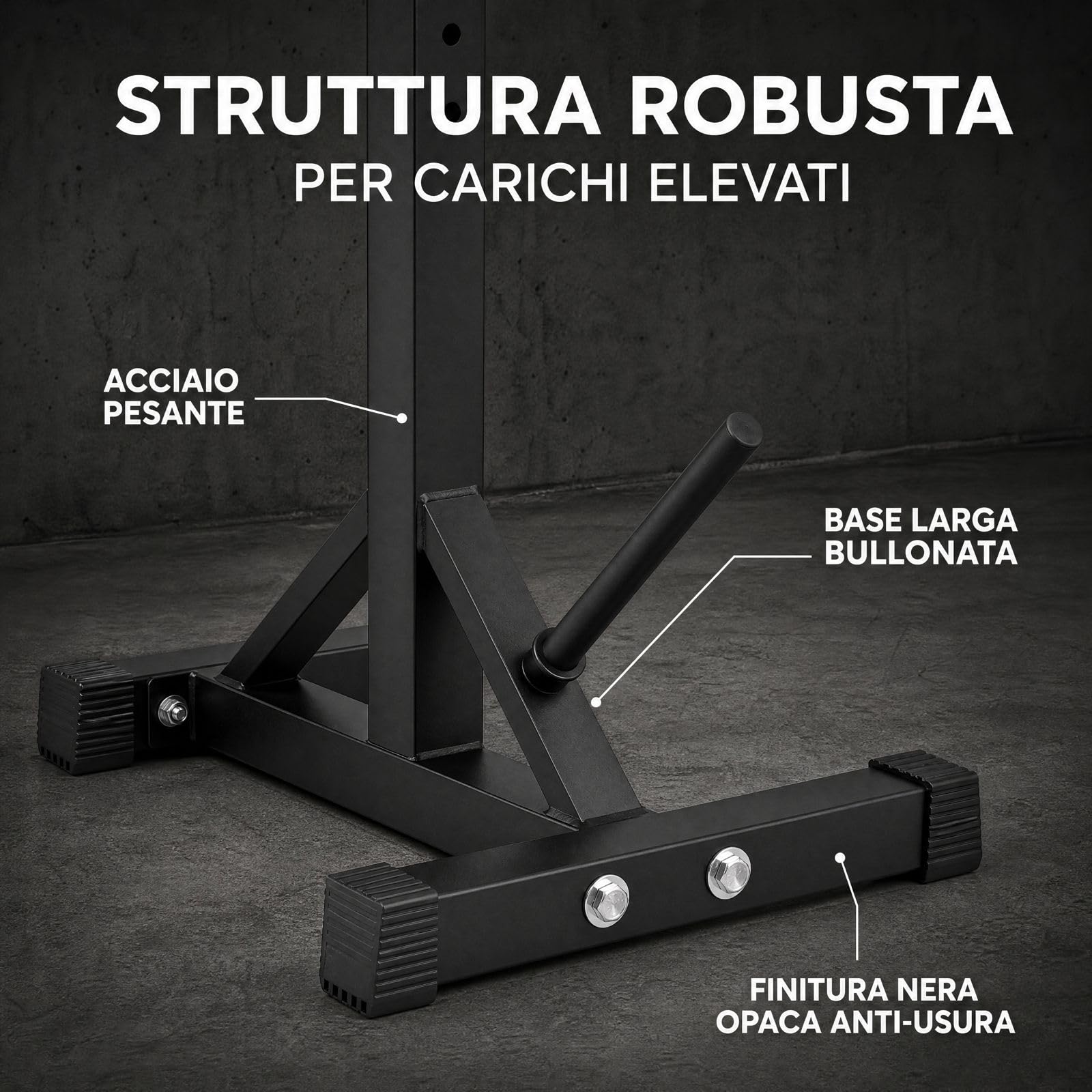 Rack Palestra Regolabile per Bilanciere, Squat Rack Acciaio con Supporti Altezza Regolabile, Porta Pesi Casa