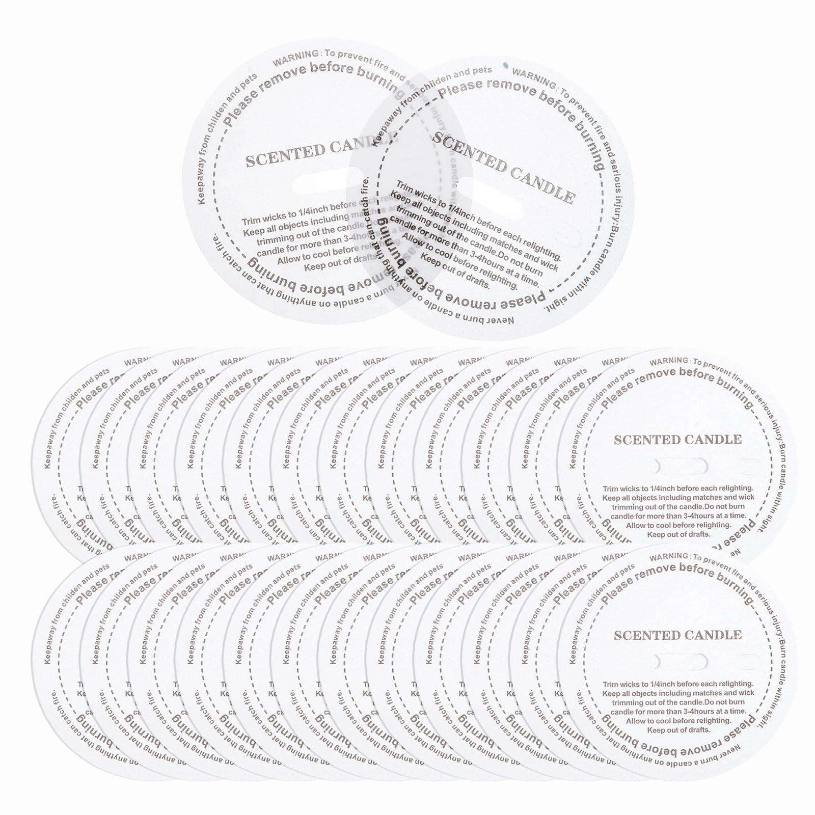 sourcing map 120 Pcs Candle Dust Covers, 8cm/3.2" Round Printed Translucent Candles Drip Protectors Lid Accessories Letter Pattern for Craft Fragrance Making Jars Boxes Packaging